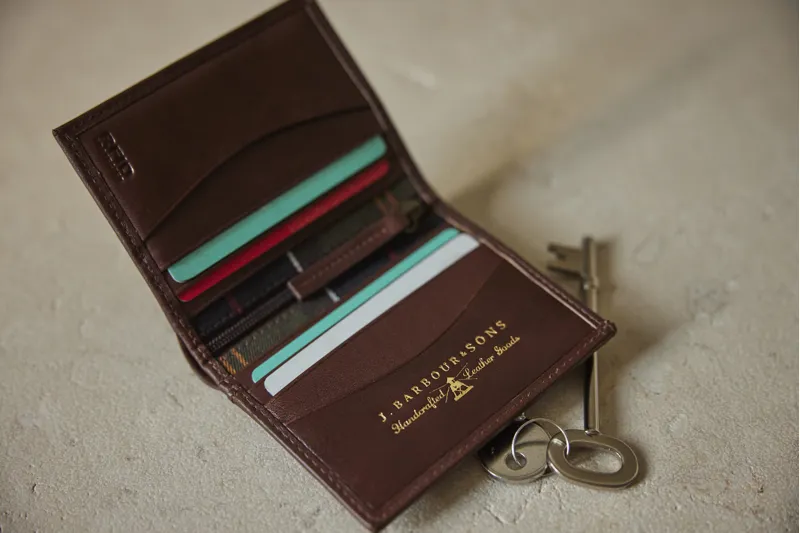 Barbour Colwell Leather Billfold Wallet - Brown/Classic-2